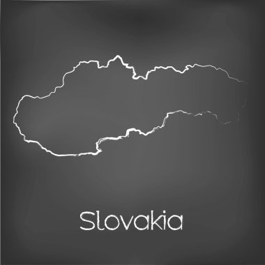 Adı ve şeklini tebeşir gemide izole ülke şekli