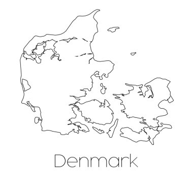 Danimarka ülkenin arka planda izole ülke şekli