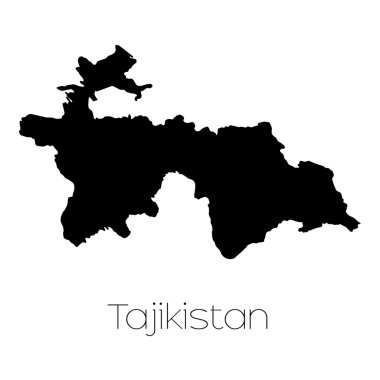 Tajikista ülkenin arka plan üzerinde izole ülke şekli