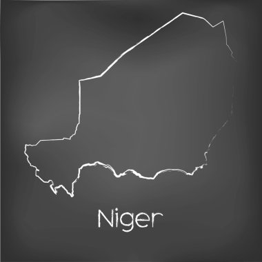 Adı ve şeklini tebeşir gemide izole ülke şekli