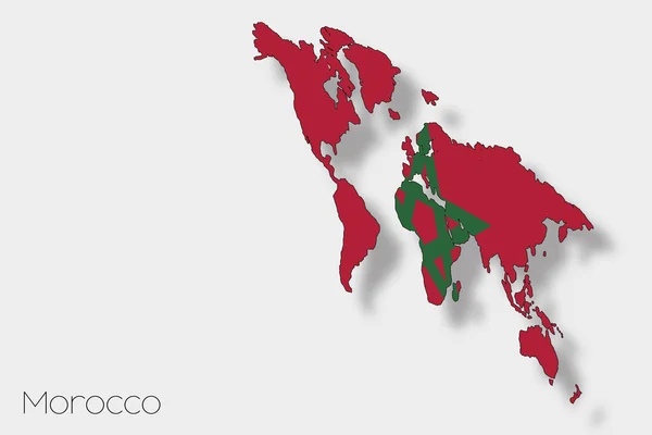 3D isometrische Flaggendarstellung des Landes Marokko — Stockfoto