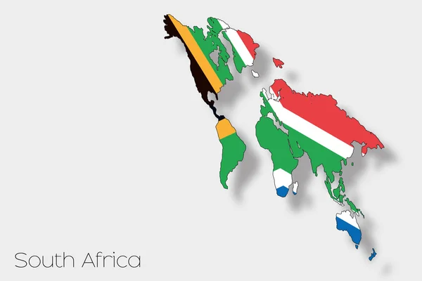 3D isometrische Flaggendarstellung des südafrikanischen Landes — Stockfoto