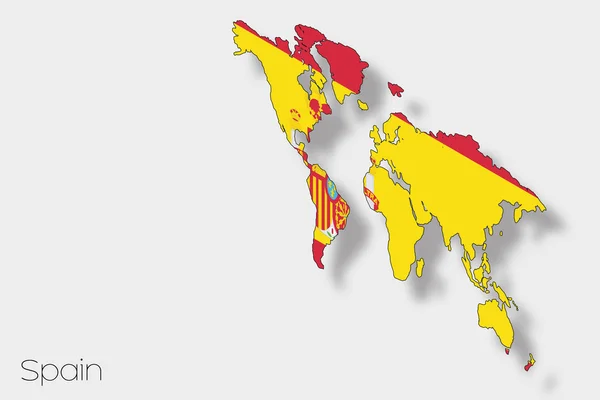 3D Isometrisk flagga Illustration av landet av Spanien — Stockfoto