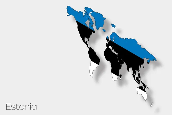 3D Isometrisk flagga Illustration av landet av Estland — Stockfoto