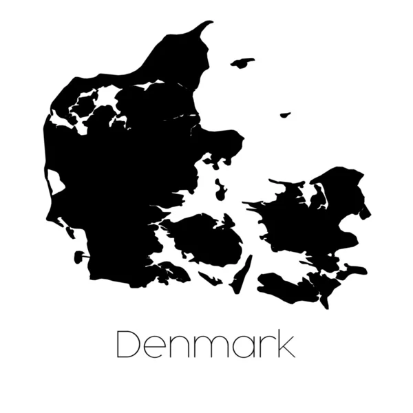 Danimarka ülkenin arka planda izole ülke şekli — Stok fotoğraf