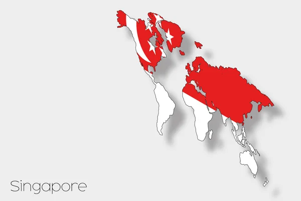 Bandeira Isométrica 3D Ilustração do país de Singapura — Fotografia de Stock