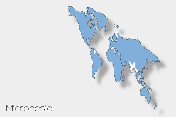 3D Isometrisk flagga Illustration av landet av Mikronesien — Stockfoto