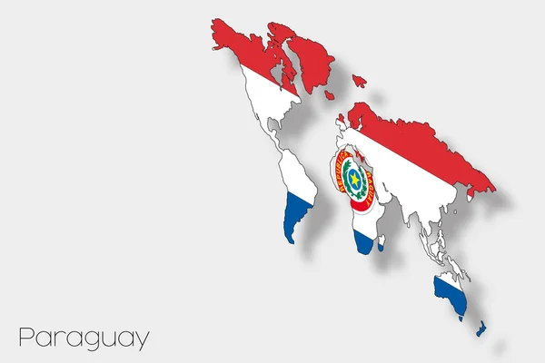パラグアイという国の 3 d アイソ メトリック旗イラスト — ストック写真
