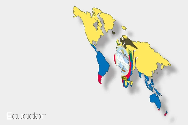 3D Isometrisk flagga Illustration av landet av Ecuador — Stockfoto