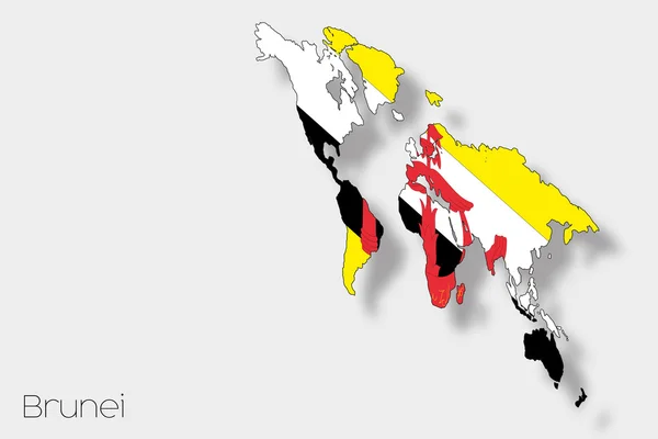 3D Isometric Flag Illustration of the country of  Brunei — Stock Photo, Image