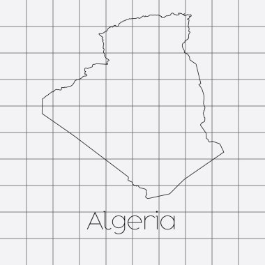 Cezayir ülke şekli ile kare arka plan