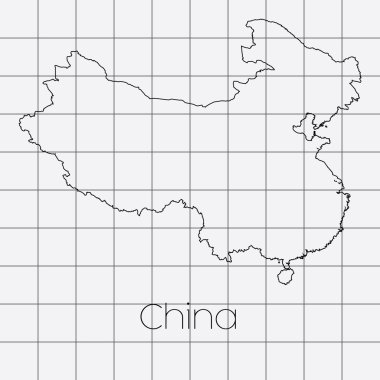 Çin ülke şekli ile kare arka plan