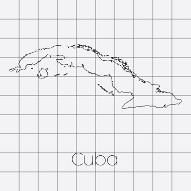 Küba'nın ülke şeklinde kare arka plan
