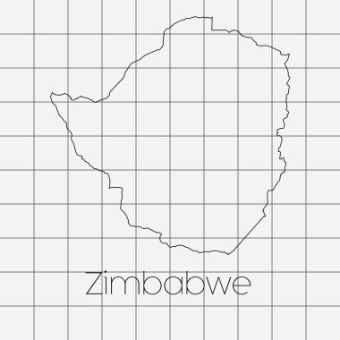 Zimbabve ülke şekli ile kare arka plan
