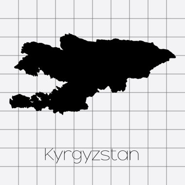 Kırgızistan ülke şekli ile kare arka plan