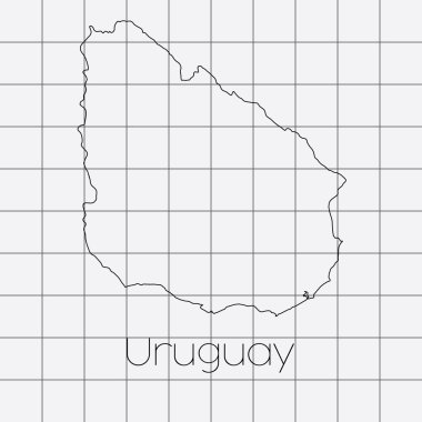 Uruguay ülke şekli ile kare arka plan