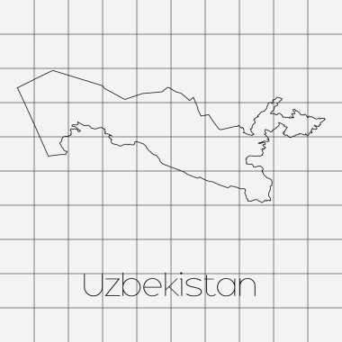 Özbekistan'ın ülke şeklinde kare arka plan