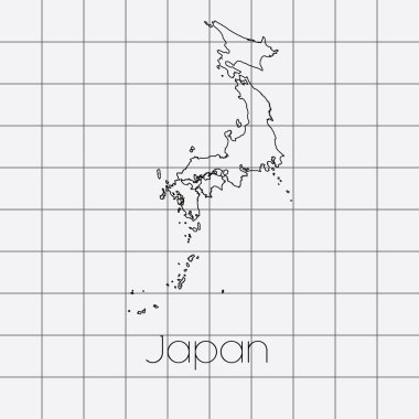 Japonya'nın ülke şeklinde kare arka plan