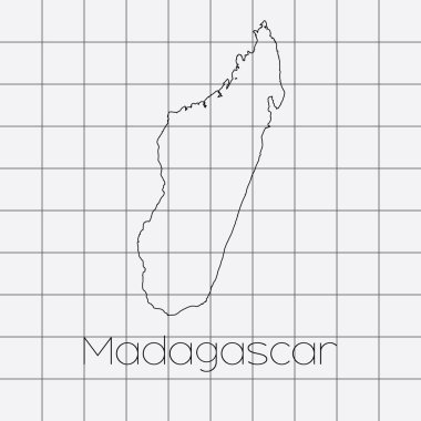 Madagaskar ülke şekli ile kare arka plan