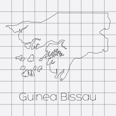 Gine Bissau ülke şekli ile kare arka plan