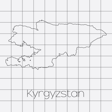 Kırgızistan ülke şekli ile kare arka plan