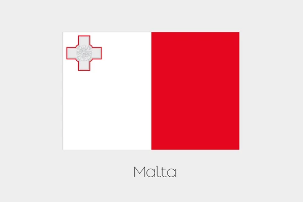 Ilustrace vlajky, s názvem země, Malta — Stock fotografie