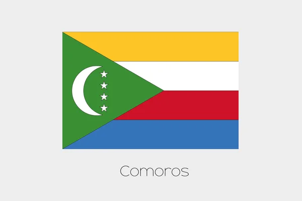 Ілюстрація того, прапор, з назвою країни Коморських островів — стокове фото
