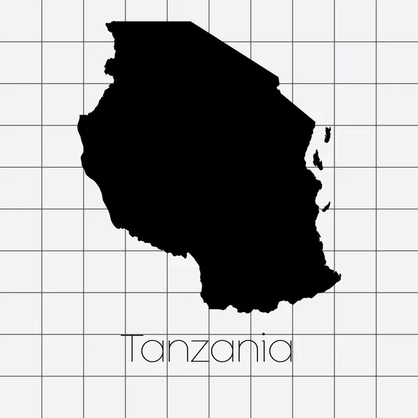 Sfondo quadrato con la forma del paese della Tanzania — Foto Stock