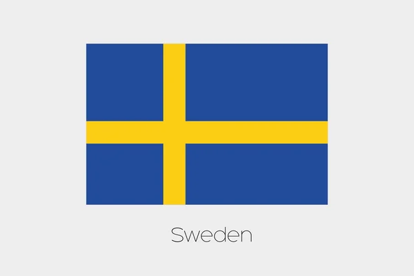 Illustration of the flag, with name, of the country of Sweden — Stock Photo, Image