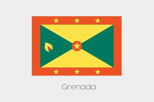 Illustration of the flag, with name, of the country of Grenada — Stock Photo, Image