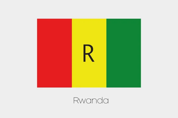 Illustratie van de vlag, met de naam van het land van Rawanda — Stockfoto