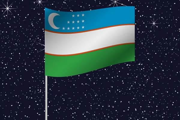 Bandera 3D Ilustración ondeando en el cielo nocturno del país de —  Fotos de Stock