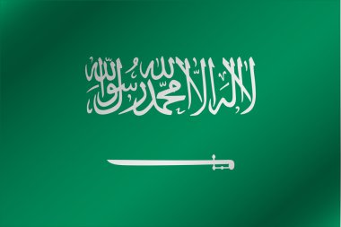 Suudi Arabistan ülke 3D dalgalı bayrağı çizimi
