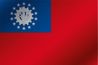 Myanmar ülke 3D dalgalı bayrağı çizimi