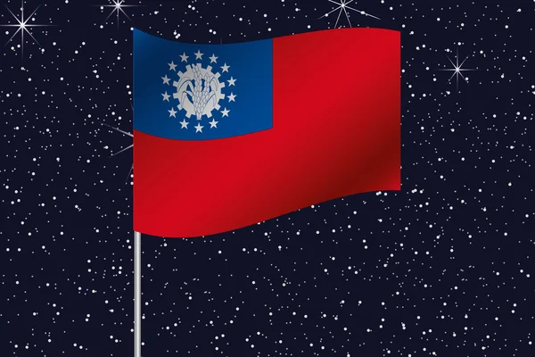 3D απεικόνιση σημαία κυματίζει στο νυχτερινό ουρανό της χώρας — Φωτογραφία Αρχείου
