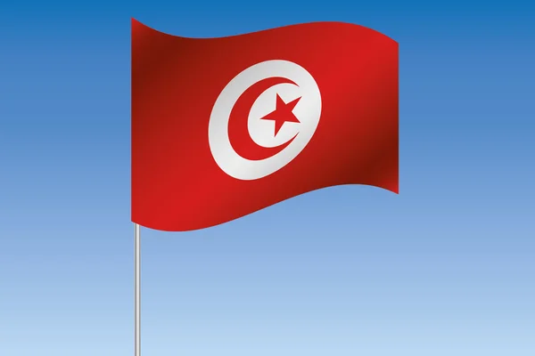 3D απεικόνιση σημαία κυματίζει στον ουρανό της χώρας Τουνίσι — Φωτογραφία Αρχείου