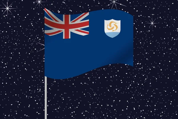 Bandera 3D Ilustración ondeando en el cielo nocturno del país de —  Fotos de Stock