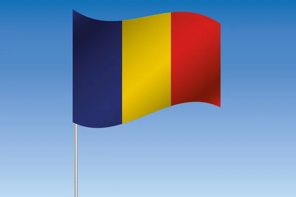 3D Bandeira Ilustração acenando no céu do país de Romani — Fotografia de Stock