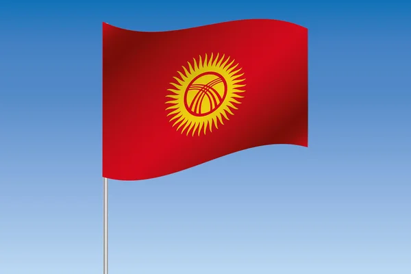Kyrghy의 국가의 하늘에 물결치는 3d 깃발 그림 — 스톡 사진