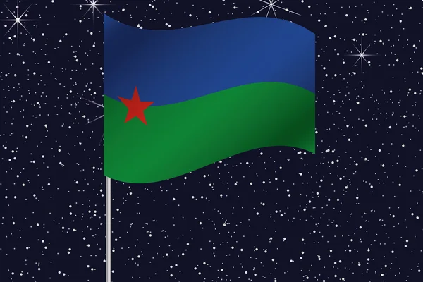 3D Flag Illustration waving in the night sky of the country of — Stock Photo, Image