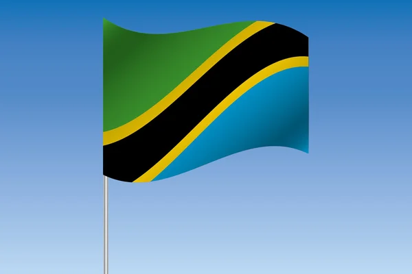 3D Bandeira Ilustração acenando no céu do país da Tanzânia — Fotografia de Stock