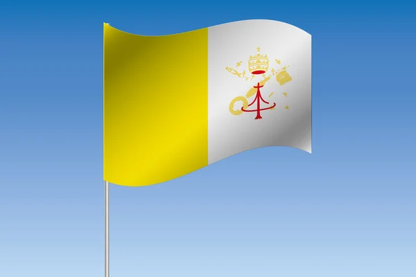 Ilustración de la bandera 3D ondeando en el cielo del país del Vatica — Foto de Stock