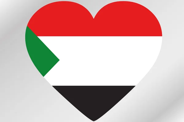 수단의 국기와 함께 심장의 기 그림 — 스톡 사진