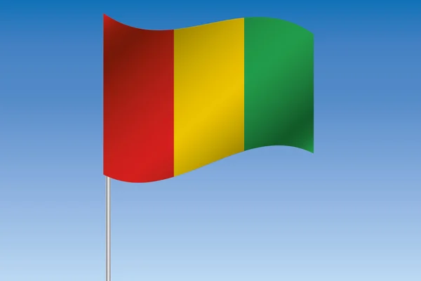 Drapeau 3D Illustration agitant dans le ciel du pays de Guinée — Photo