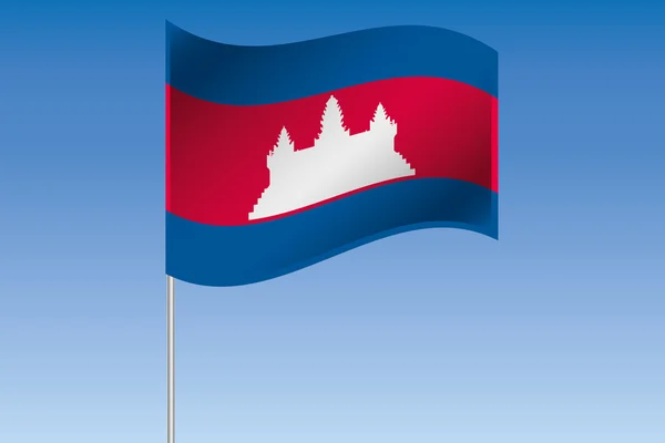 Illustration du drapeau 3D agitant dans le ciel du pays cambodgien — Photo