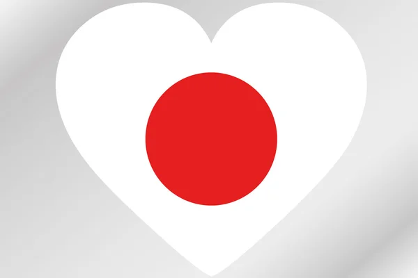 Flag Illustration of a heart with the flag of  Japan — Stock Photo, Image