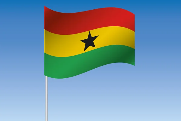 Illustration du drapeau 3D agitant dans le ciel du pays du Ghana — Photo