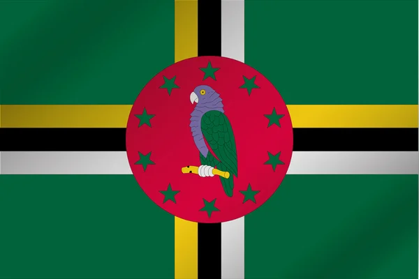 3D obrázek vlnité vlajka země, Dominiky — Stock fotografie