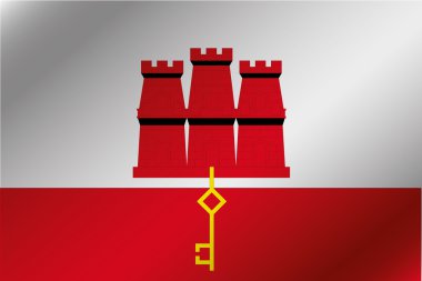 Gibraltar ülke 3D dalgalı bayrağı çizimi
