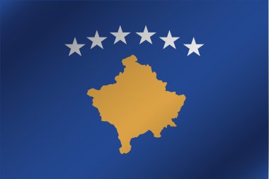 Kosova'nın ülke 3D dalgalı bayrağı çizimi